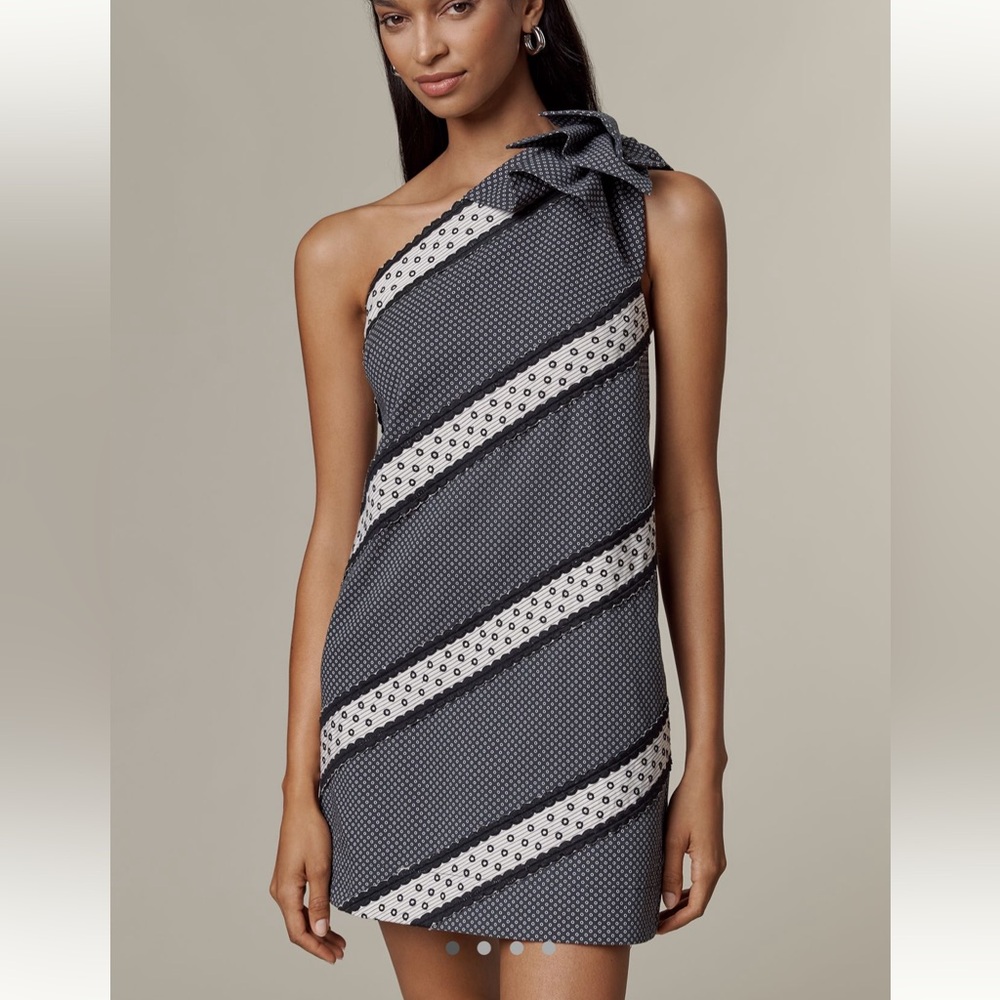 *Anthropologie Maeve One Shoulder Embellished Mini Dress